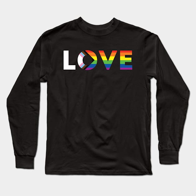 Progress Pride Flag LOVE Long Sleeve T-Shirt by superdupertees